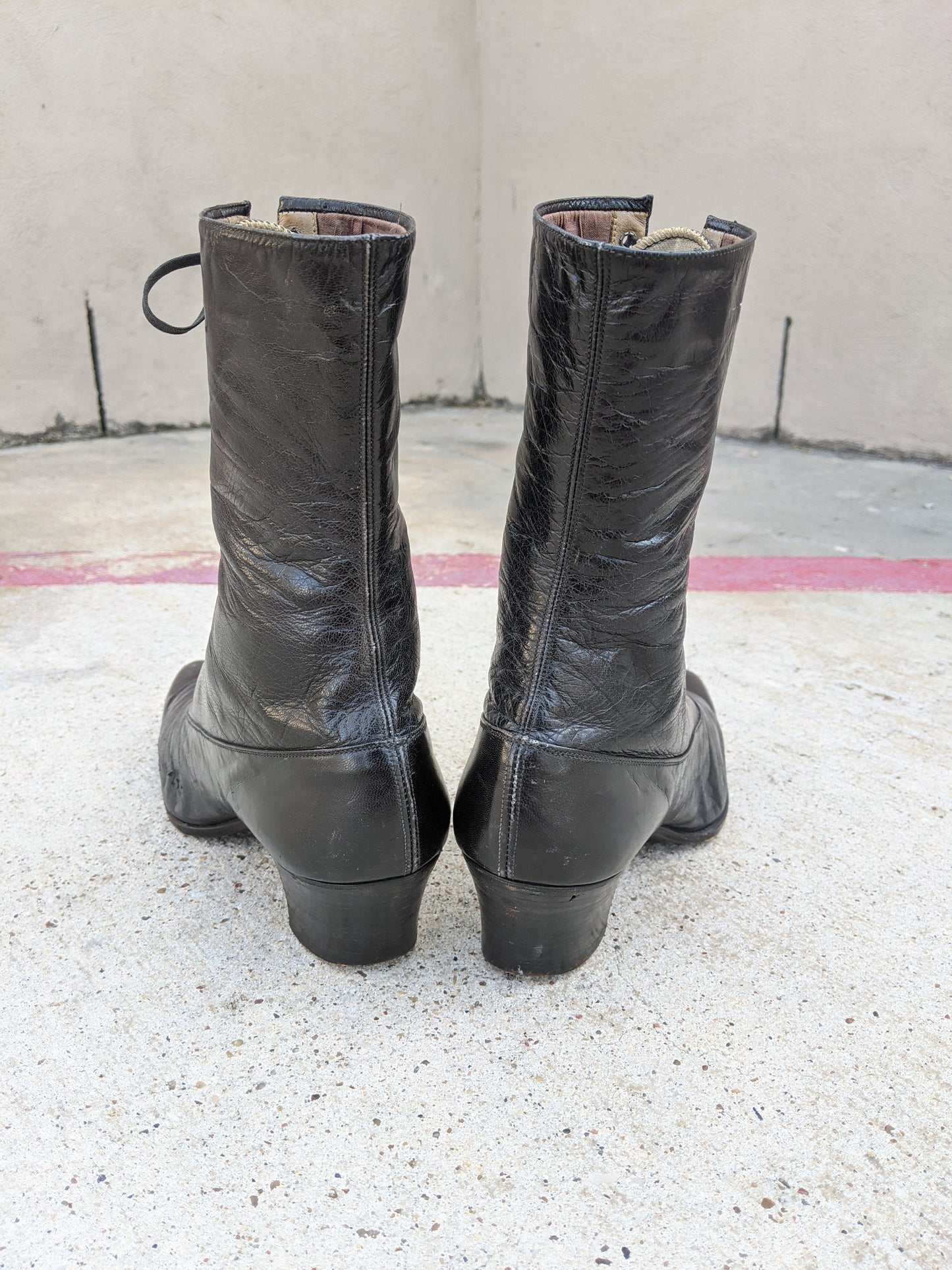 1910s-1920s Black Lace Up Boots | Approx Sz 7.5-8