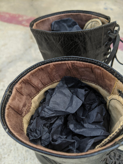1910s-1920s Black Lace Up Boots | Approx Sz 7.5-8