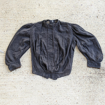 1900s Black Batiste Shirtwaist