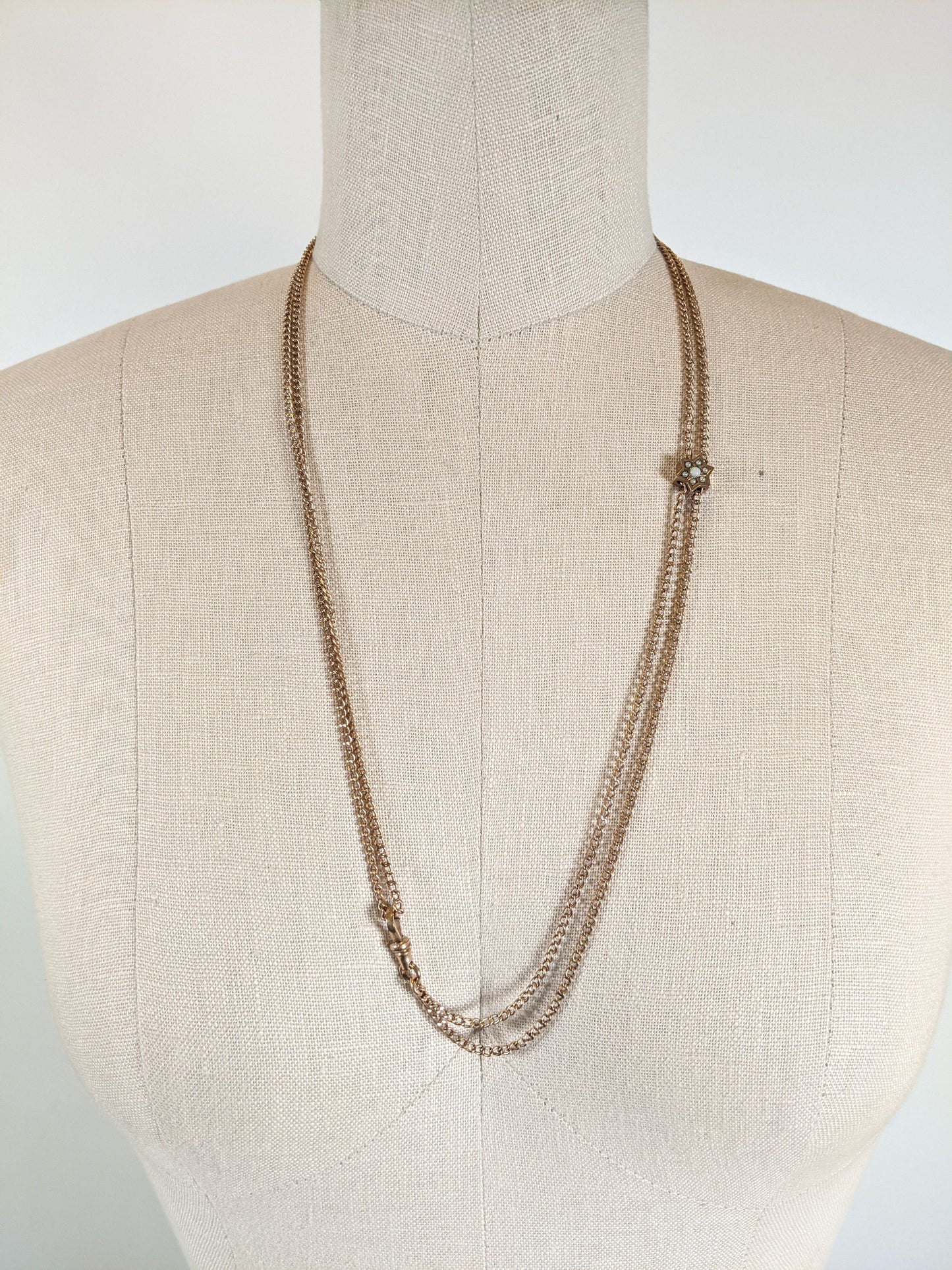 1890s-1900s Opal + Pearl Star Slide Chain