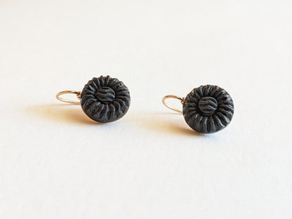 1889 French Jet "Crepe" Earrings