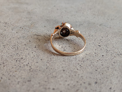 Turn of the Century 14k Diamond Opal Moon Ring