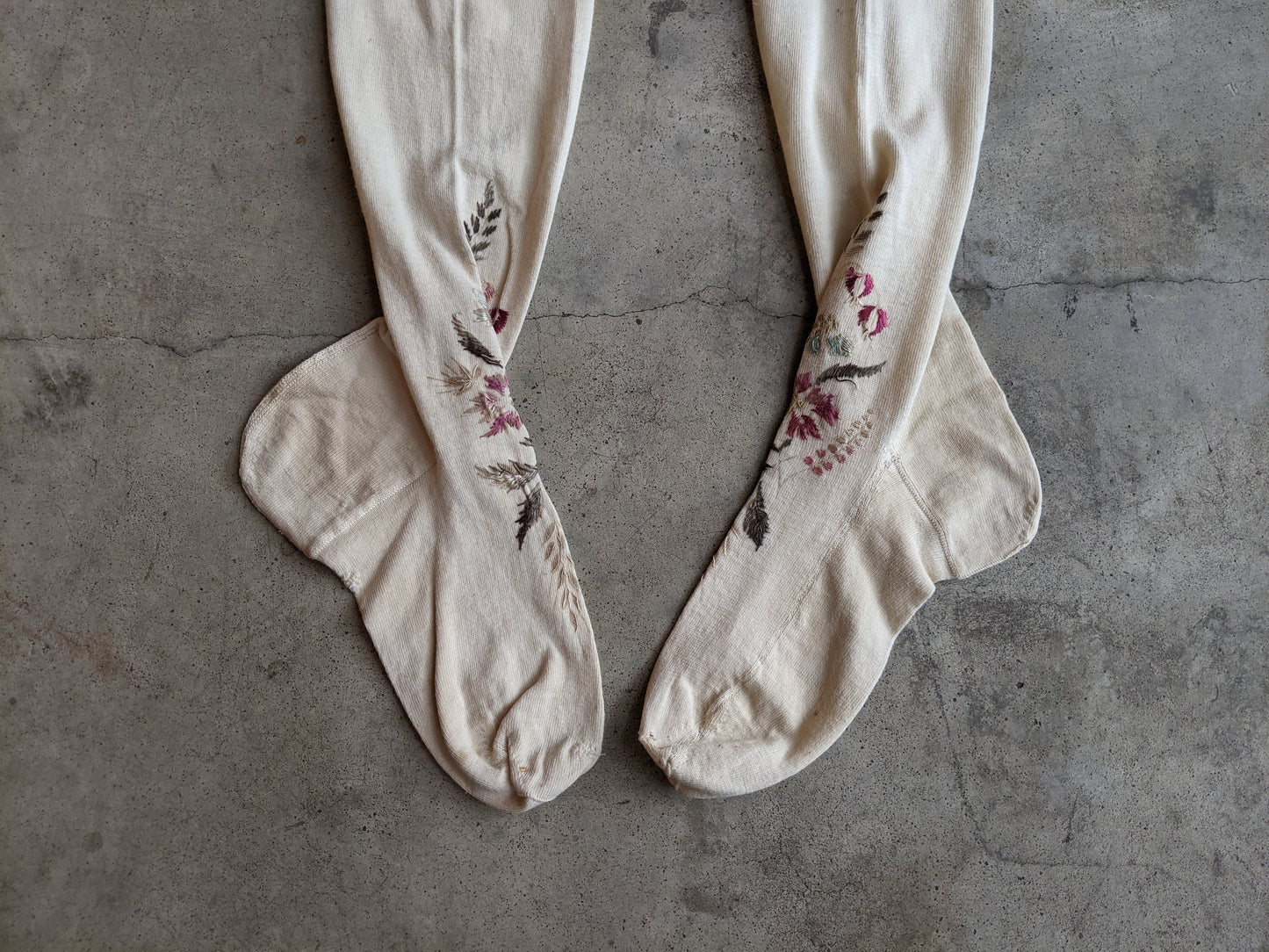 Antique Embroidered Stockings
