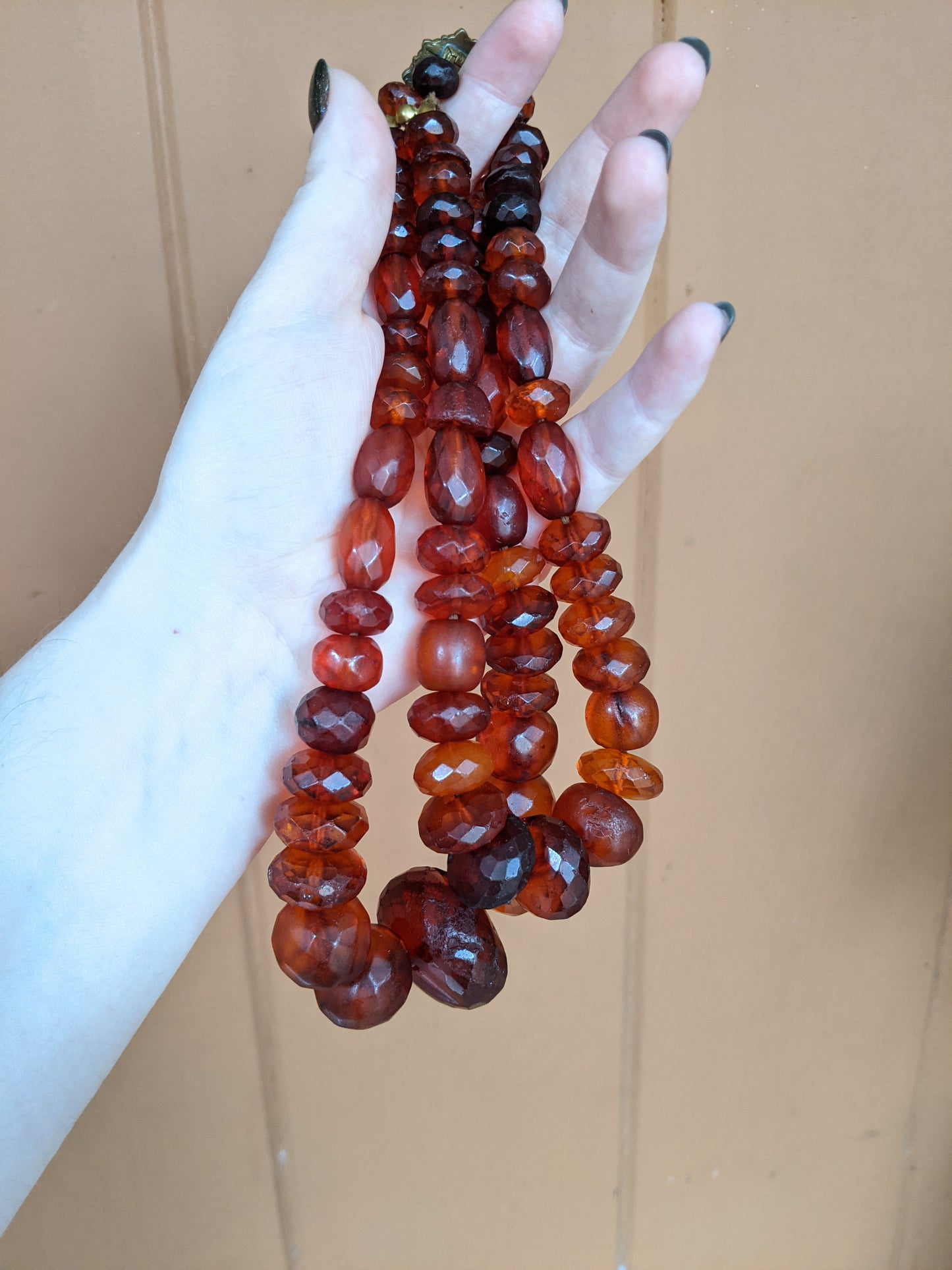 19th C. Double Strand Amber Choker Necklace