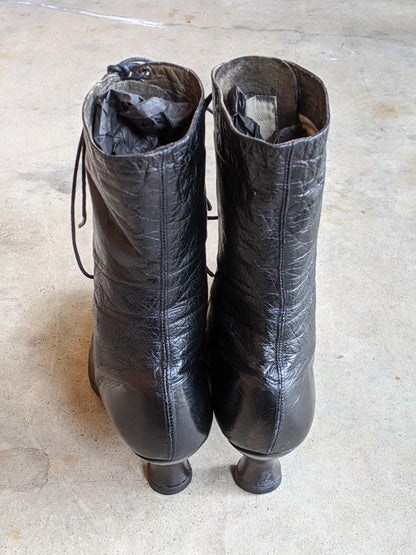 1910s-1920s Black Lace Up Boots | Approx Sz 5-6