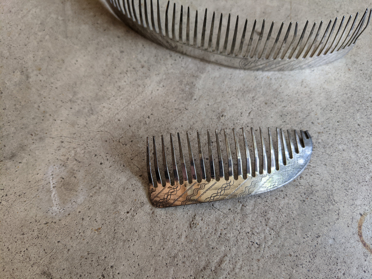 19th C. Silver Hair Comb Set