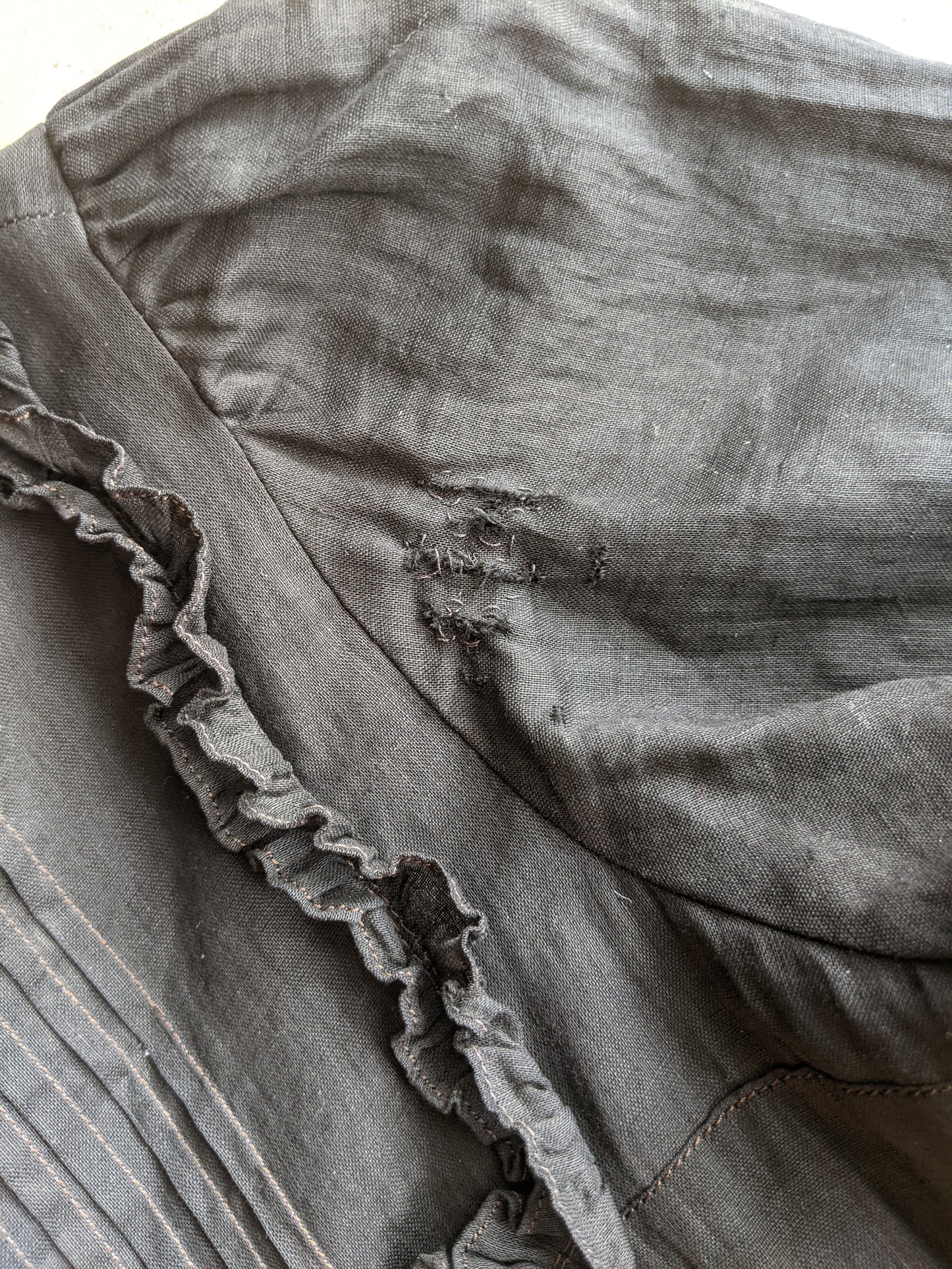 1900s Black Cotton Wrapper Dress