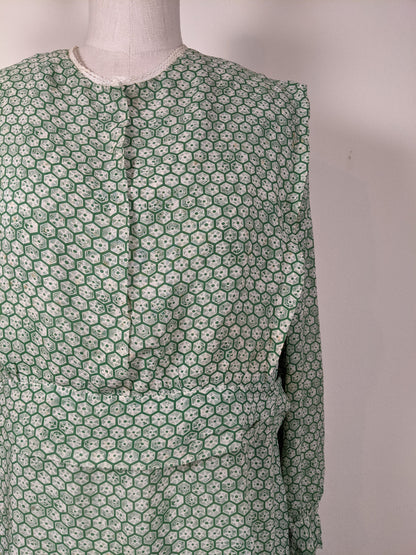 1930s Rayon Spiderweb Novelty Print Dress