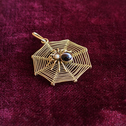 1900s 9k Gold Spider Web Pendant