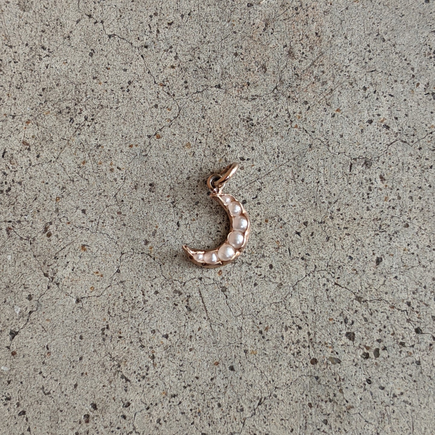 1910s Crescent Moon Seed Pearl Charm