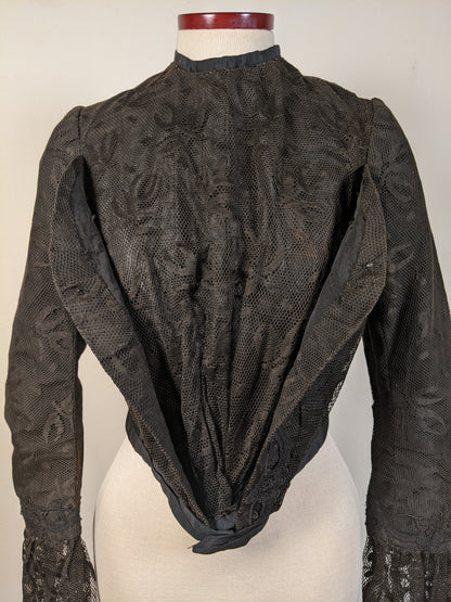 c. 1901 Black Lace Shirt-Waist or Bodice