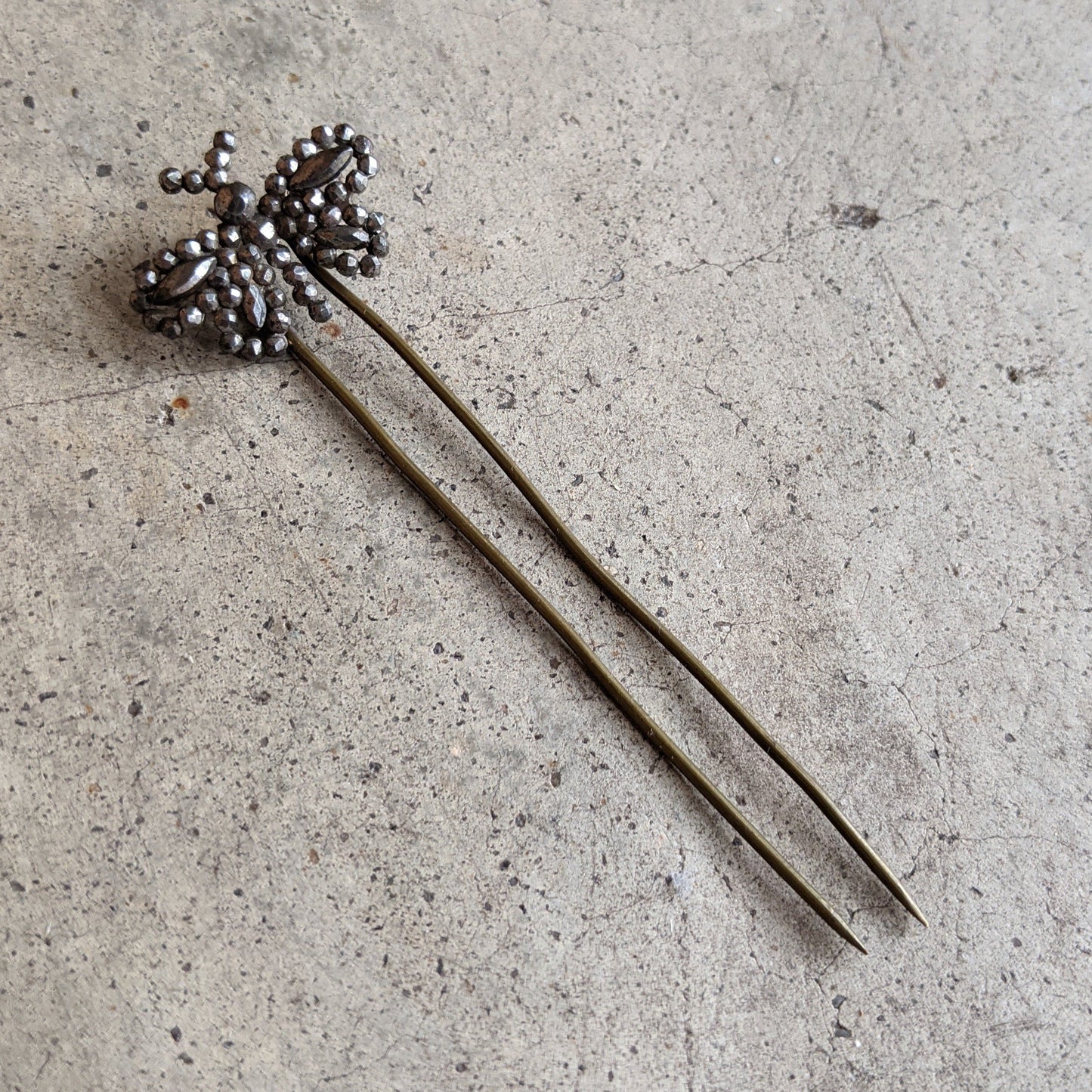 19th c. Cut Steel Butterfly Hair Pin