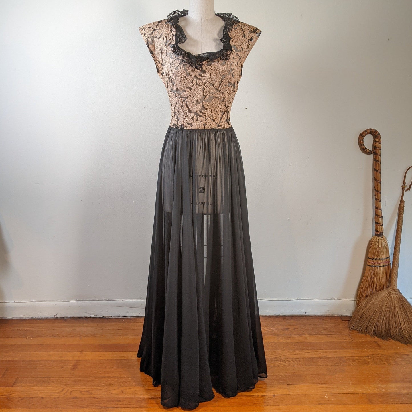 c. 1940s Silk Chiffon Gown