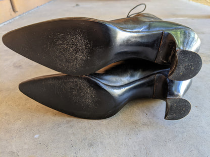 1910s-1920s Black Lace Up Louis Heel Boots | Approx Sz 6