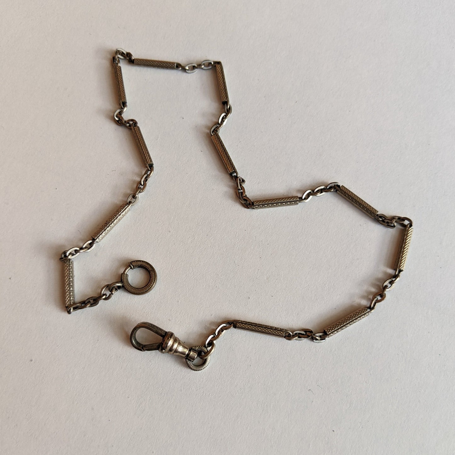 19th c. 12k White Gold Filled Chain | 14"