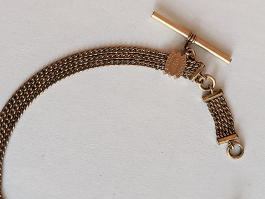 19th c. Short T-Bar Watch Chain w/ Slide | 10.25"