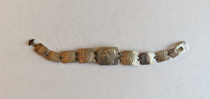 1940s WWII Trench Art Silver Coin Bracelet