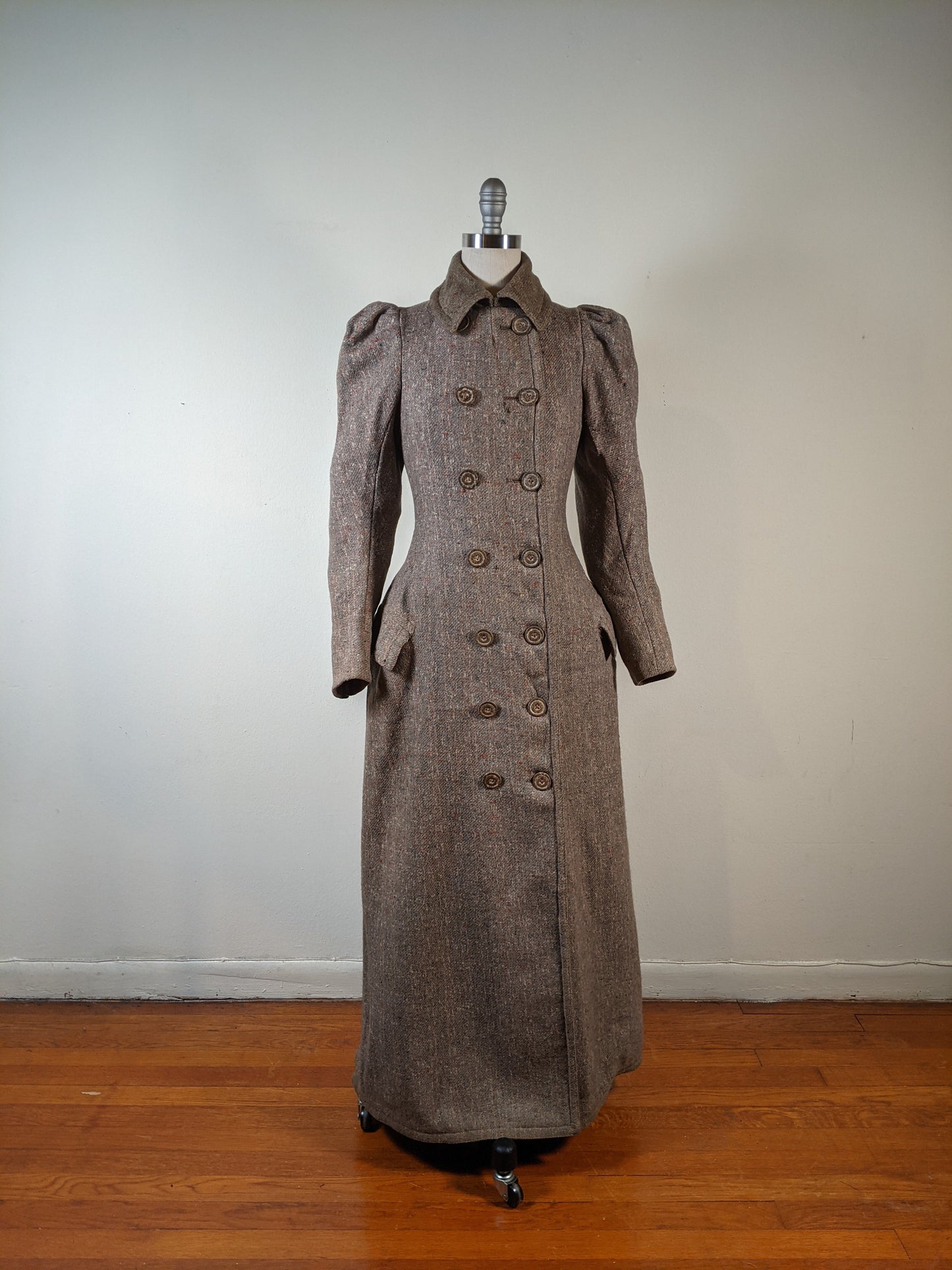 c. 1890s Tweed Coat w/ Capelet