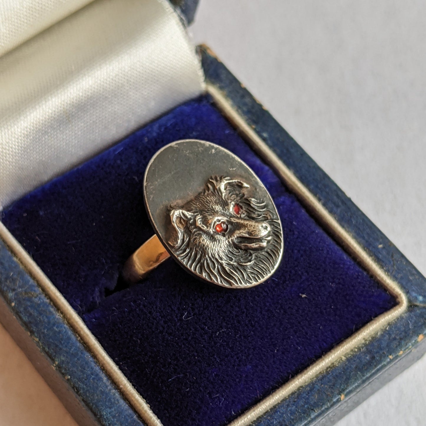 19th c. Victorian Dog Stick Pin Conversion Ring
