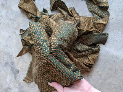 1890s Green + Gold Dress | Includes extra fabric