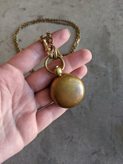 1890s-1900s Hand Painted Sovereign Case + Chain