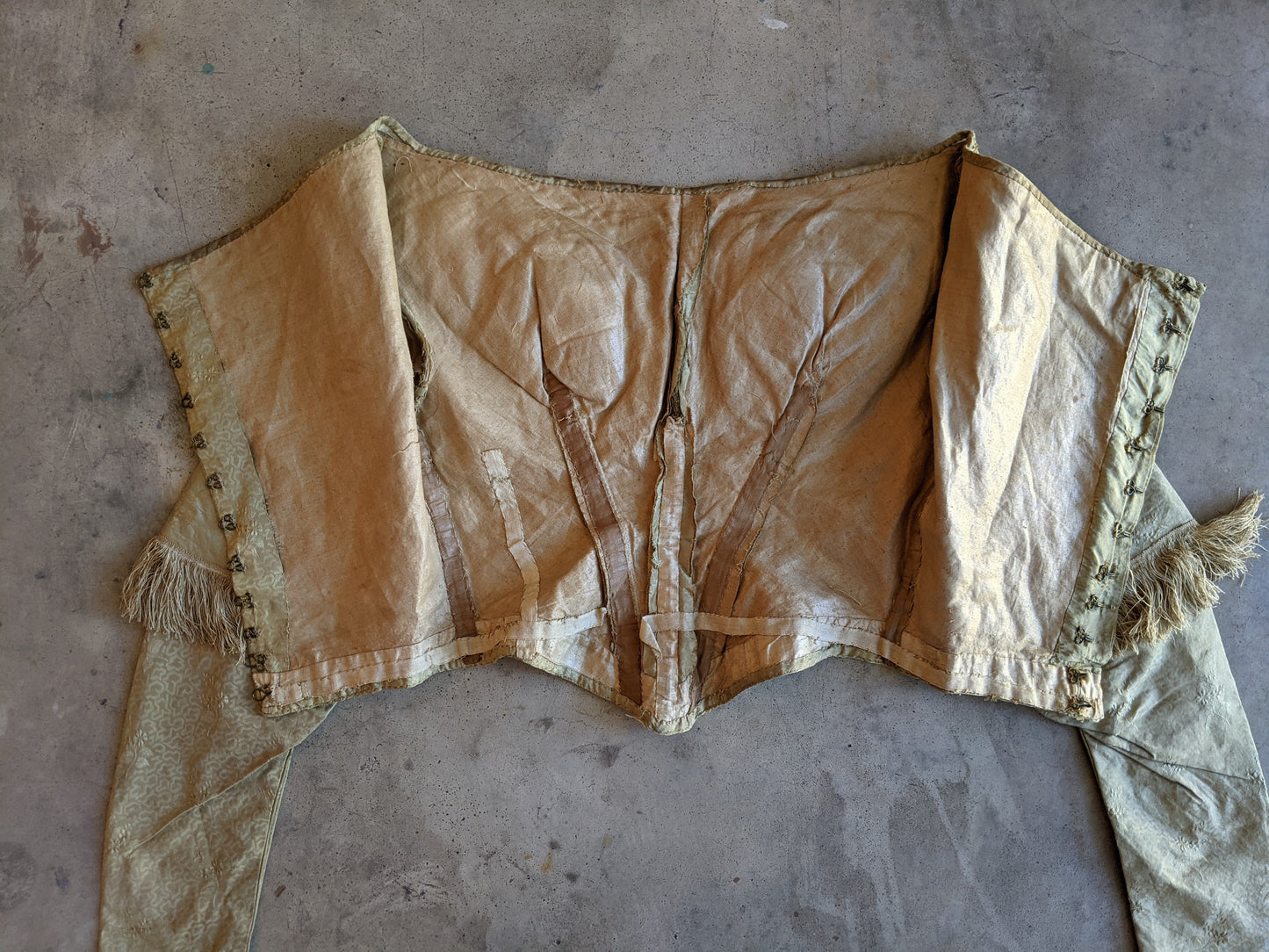 c. 1840s Gold Silk Damask Bodice
