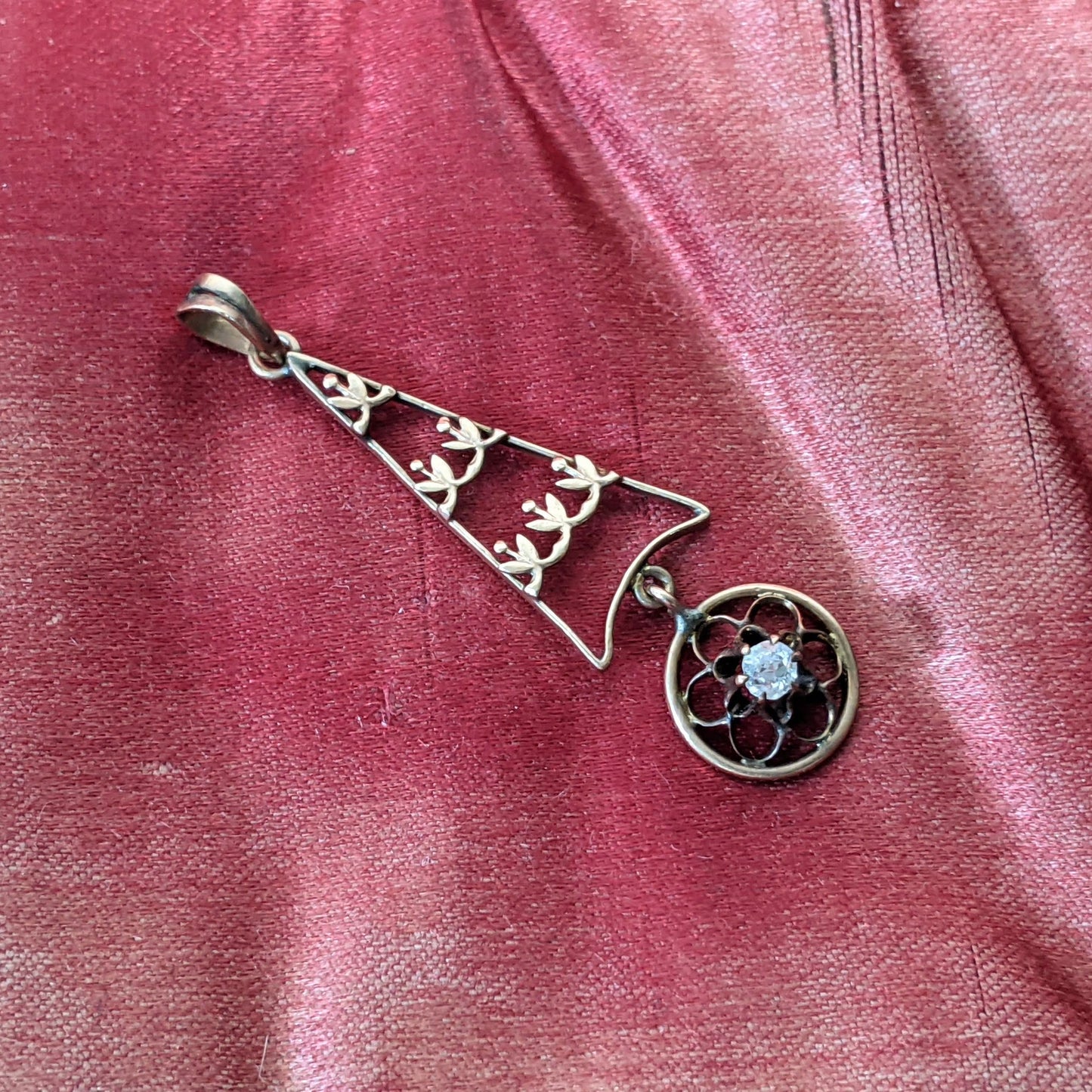 c. 1910s 10k Gold Diamond Lavalier Pendant