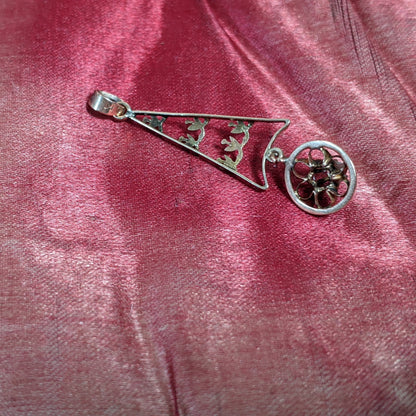 c. 1910s 10k Gold Diamond Lavalier Pendant