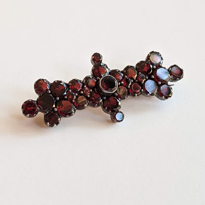 19th c. Flat Cut Garnet Brooch
