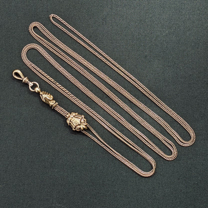 Early 19th c. Georgian 14k Gold Fist Long Guard Chain