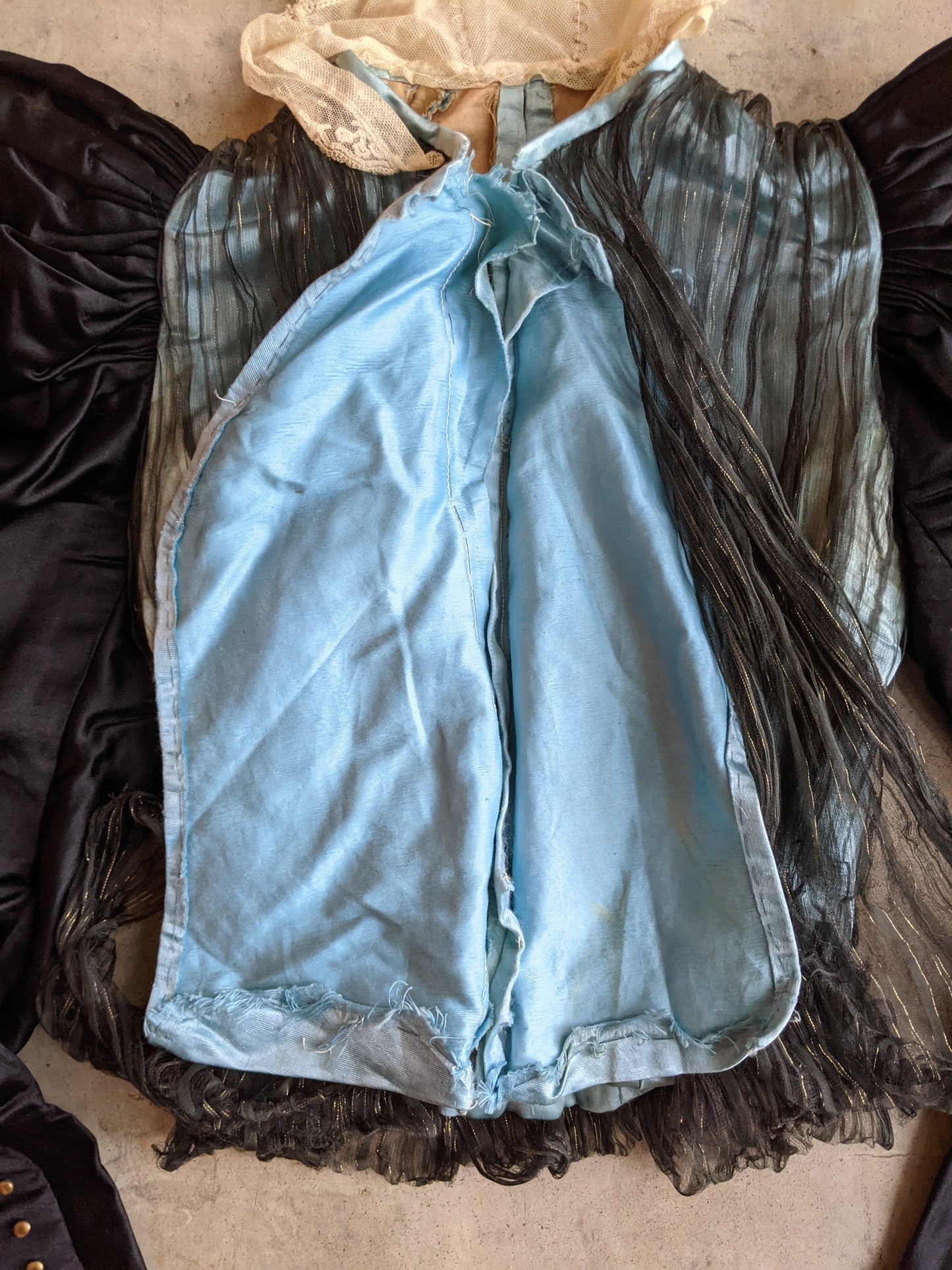 1890s Black + Blue Silk Bodice | Study + Display