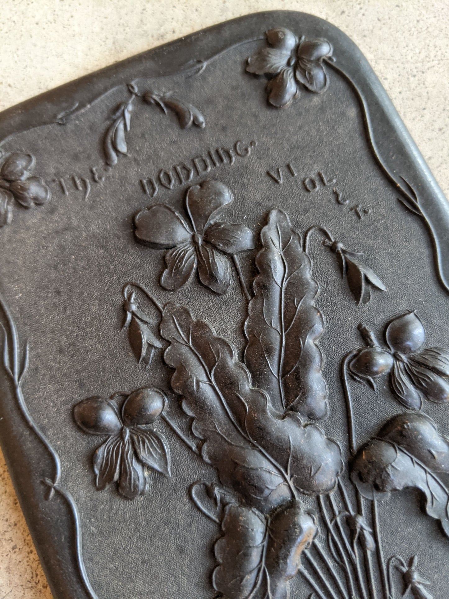 19th c. "Diatite" Hand Mirror - "The Nodding Violet"