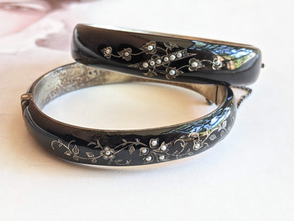 c. 1860s Pair of Silver Enamel Bracelets