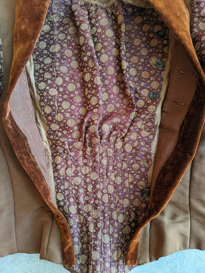 c. 1890s Silk + Velvet Novelty Print Bodice