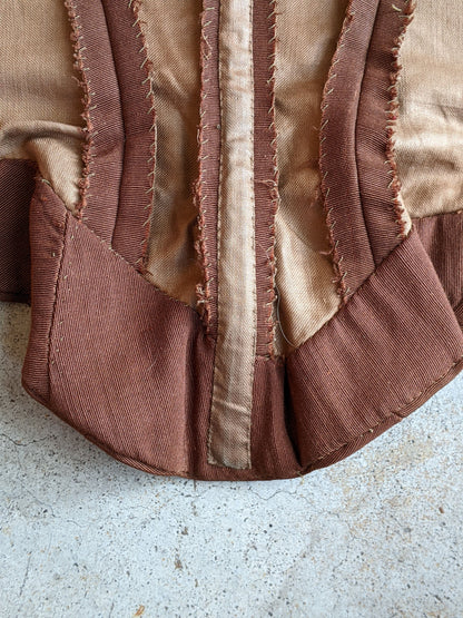 c. 1890s Silk + Velvet Novelty Print Bodice