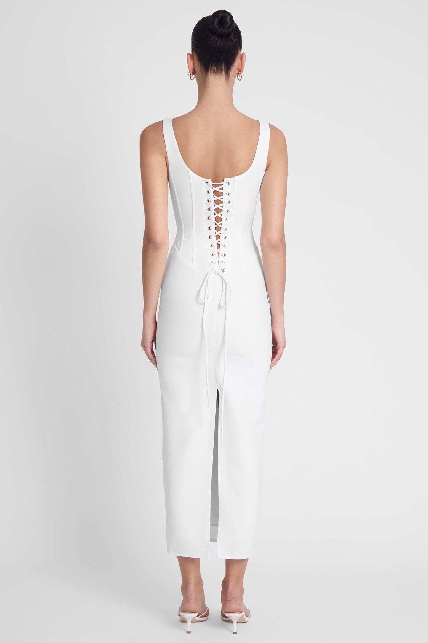Sancia Collection | White Midi Dress with Sculpting Fit | Elegant Wardrobe Essential for Timeless Style 3