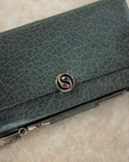 Antique French Leather Purse with Snake Clasp by Maison Maquet