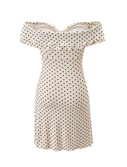 Polka Dot Mini Dress – Off-Shoulder Jersey