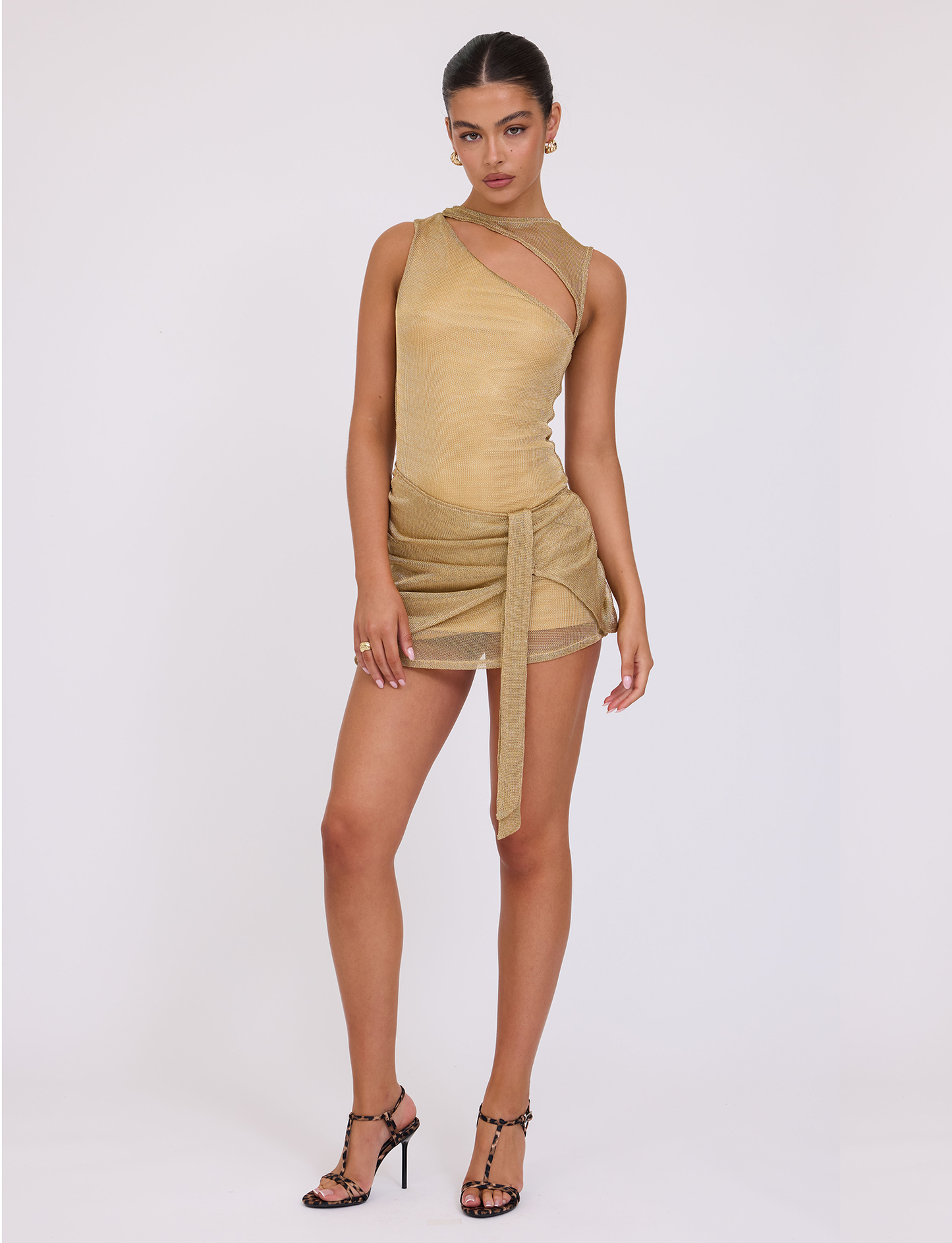 Metallic Knit Fitted Mini Dress Radiant Texture for Event Dressing