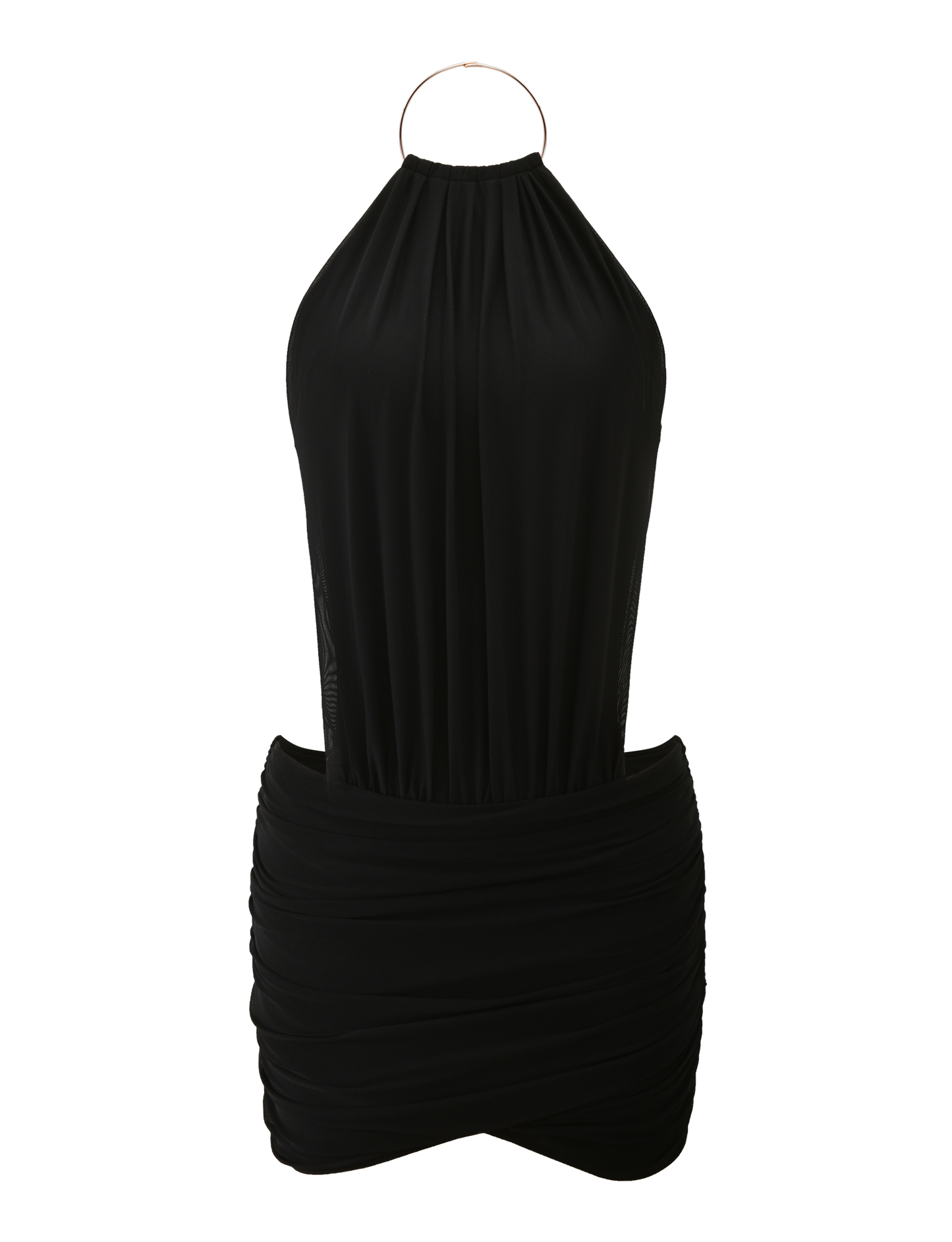 Black High Neck Mini Dress Sculptural Silhouette for Modern Evenings