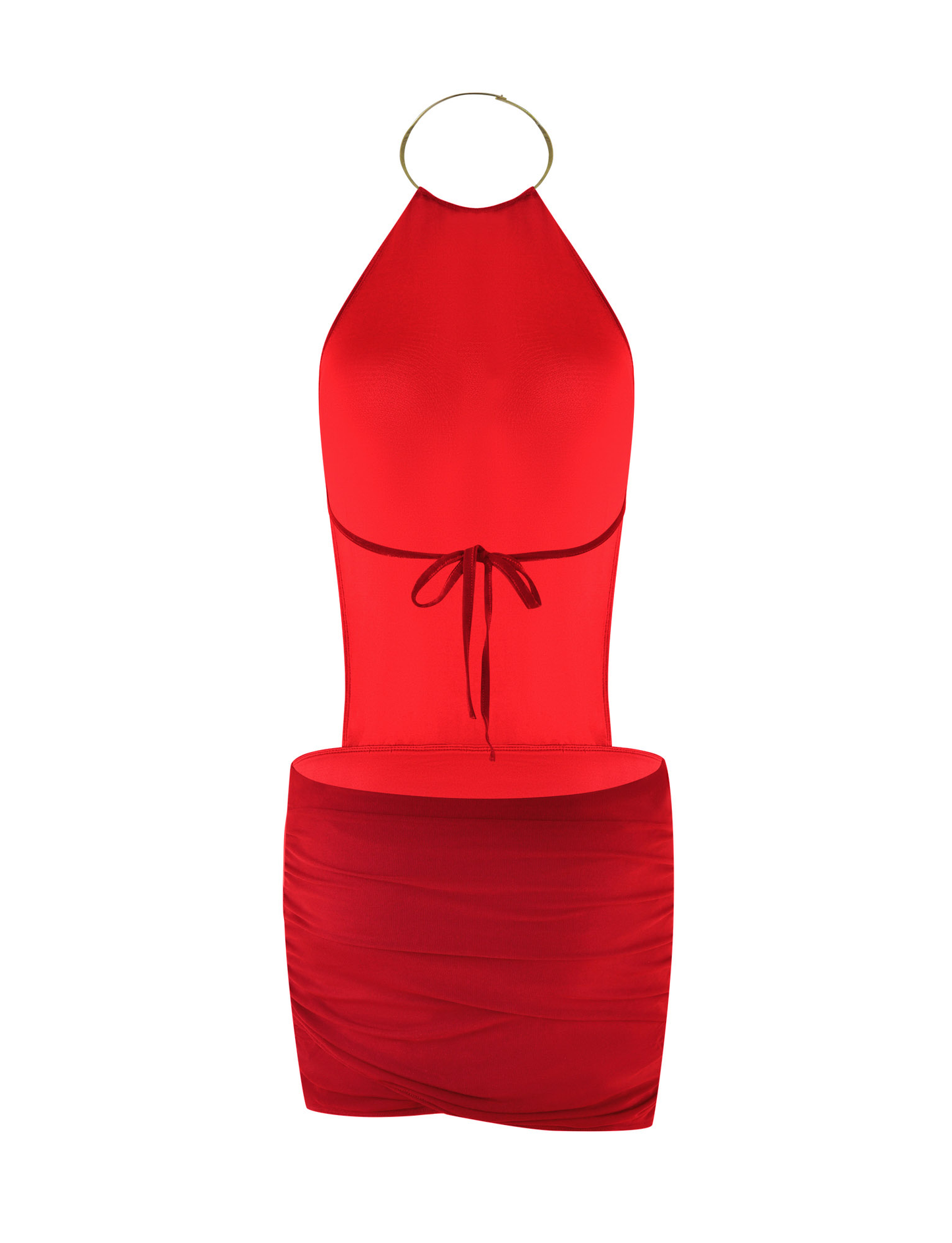 Layered Mesh Backless Mini Dress A Deep Red Statement for Date Night