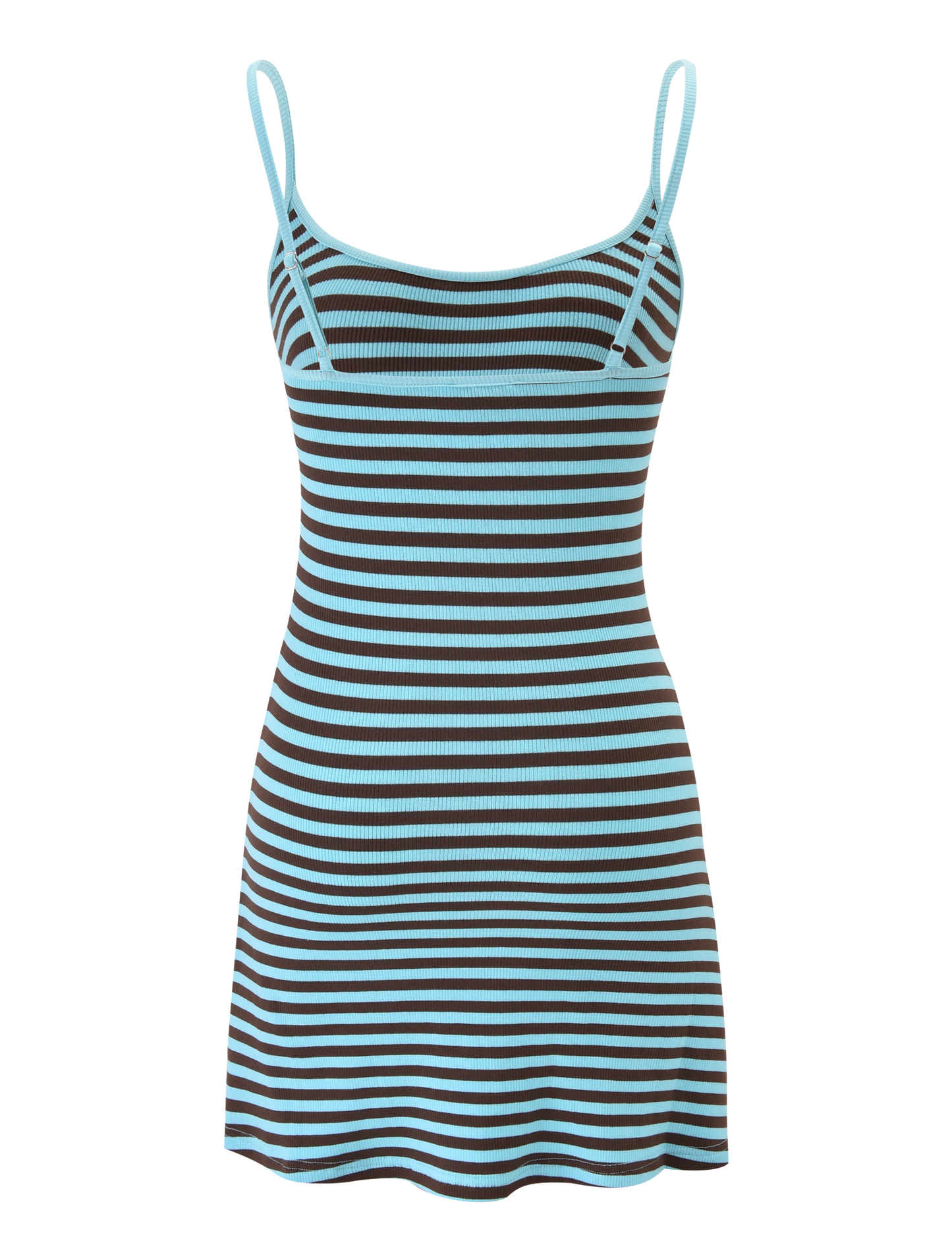 Blue Ribbed Striped Mini Dress