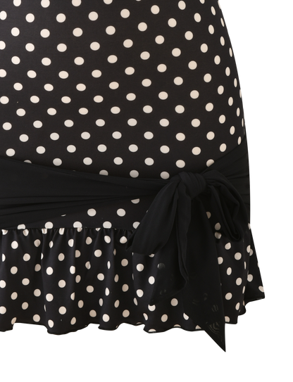 Polka Dot Strapless Mini Dress – Ruffle Hem