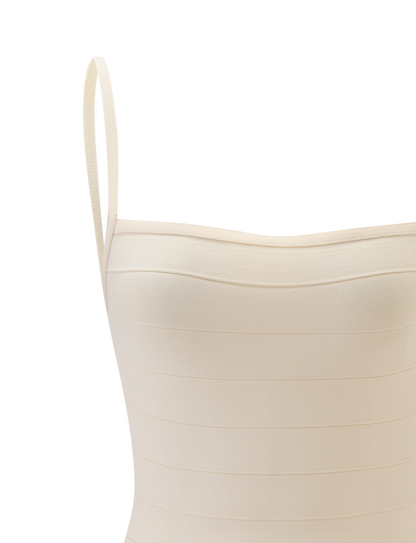 Cream Bandage Mini Dress – Square Neck