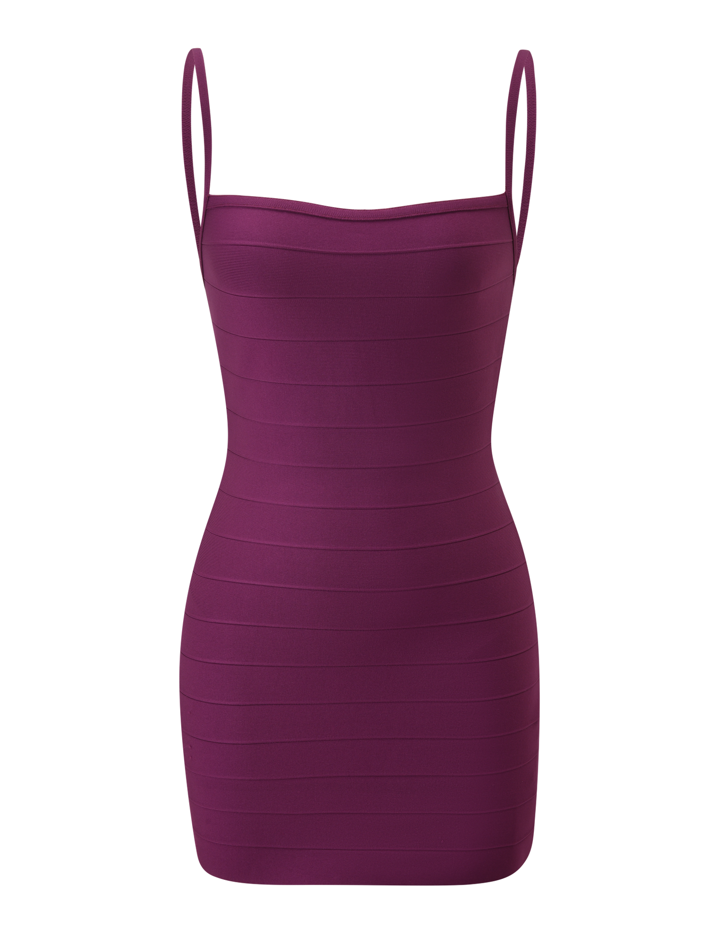 Bandage Square-Neck Mini Dress Sculpted Form in Rich Plum