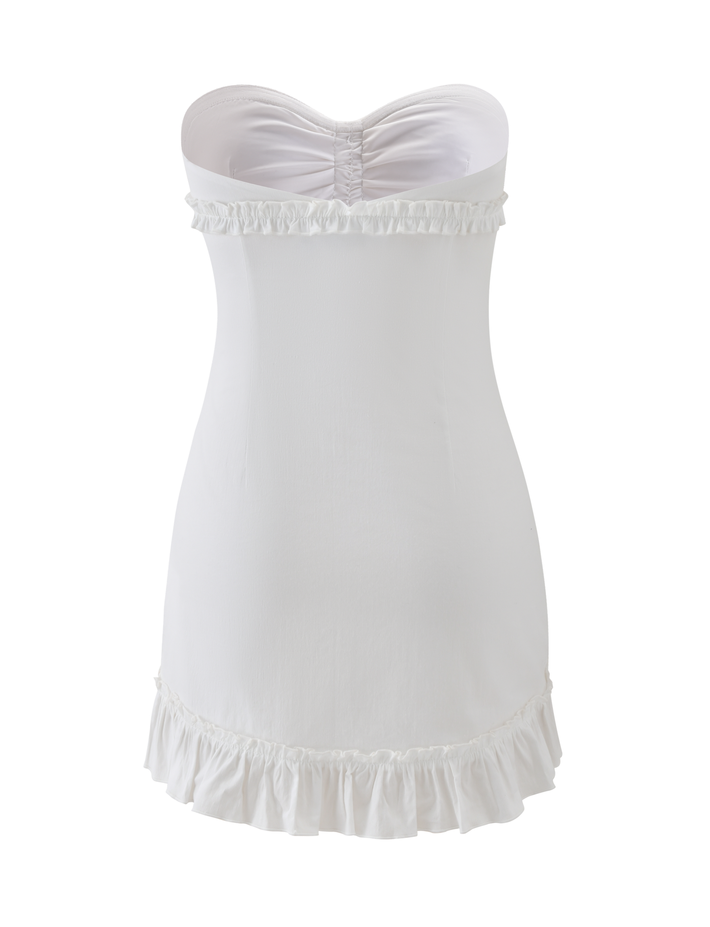 Stretch Woven Strapless White Mini Dress
