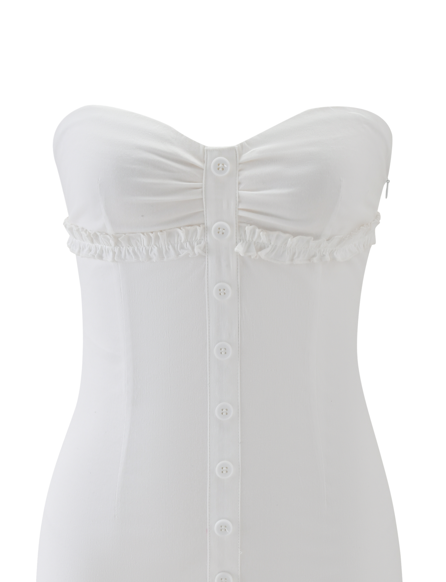 Stretch Woven Strapless White Mini Dress