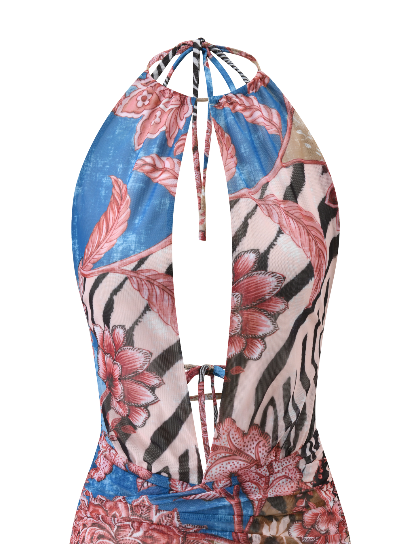 Mesh Halter Mini Dress Custom Print