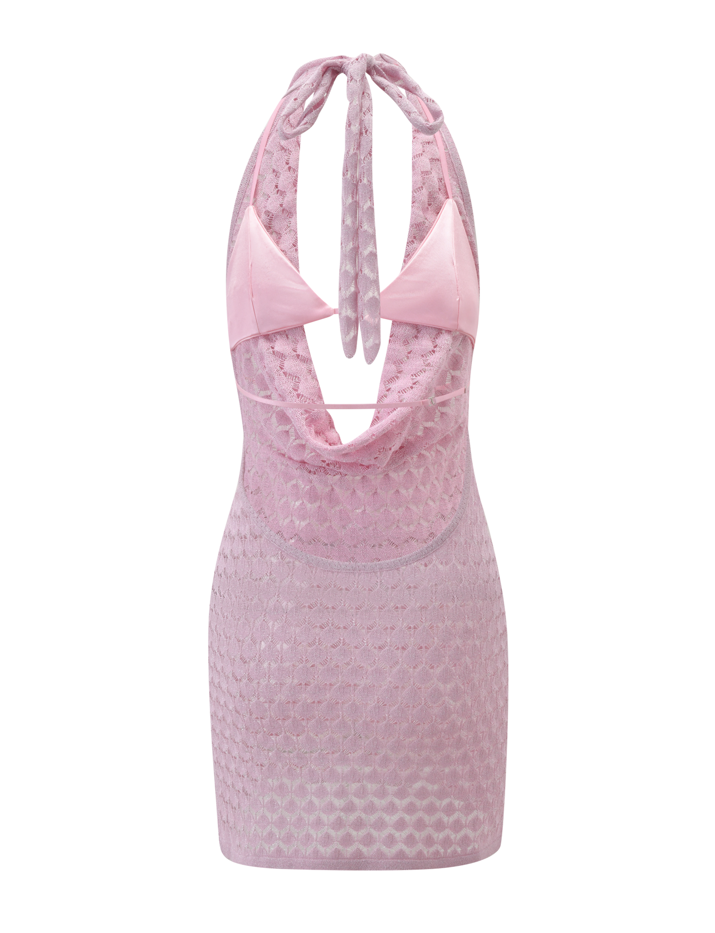 Shimmer Crochet Pink Mini Dress