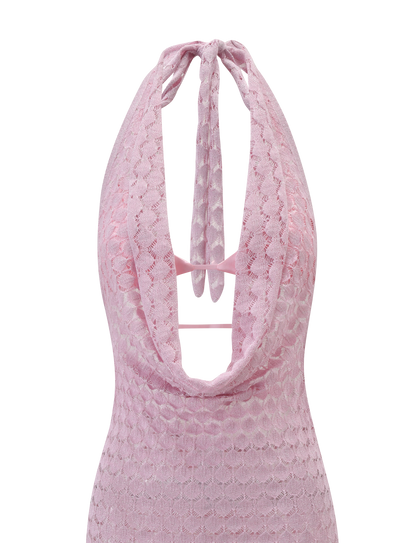 Crochet Mini Dress – Halter Open Back